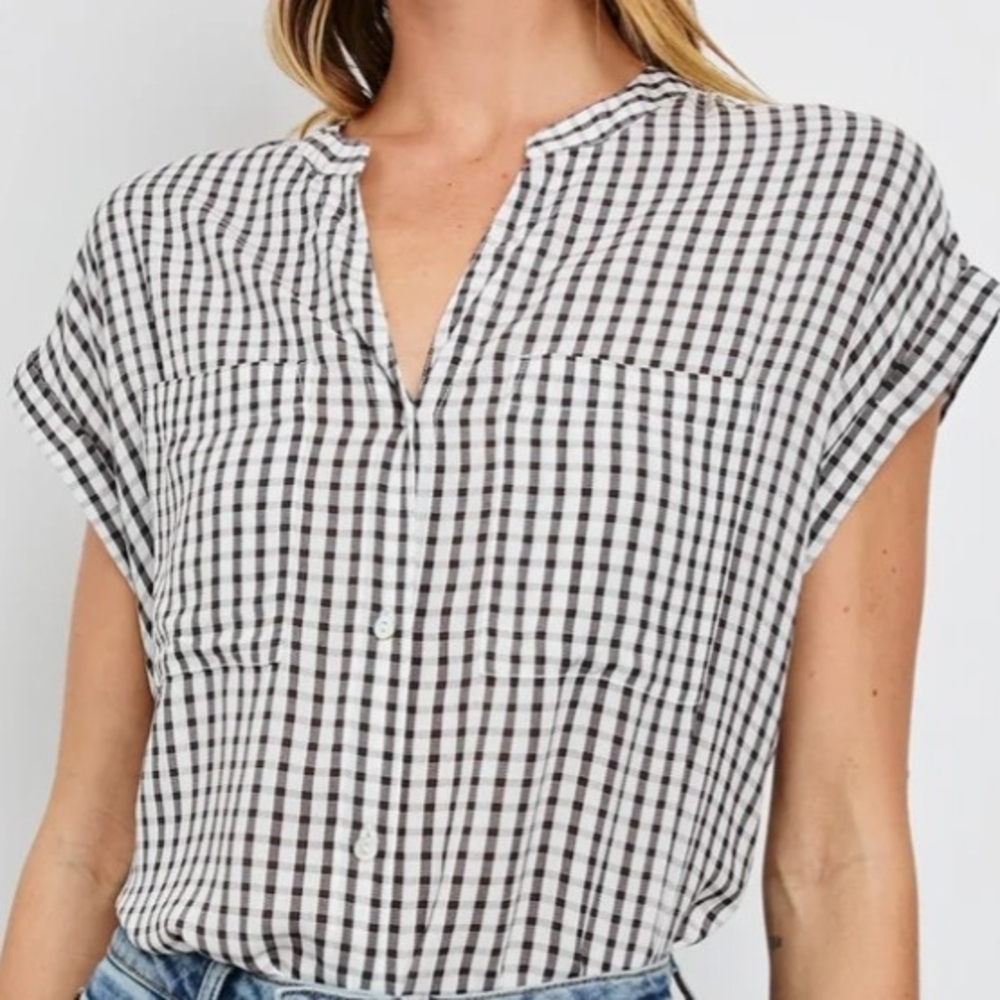 Black and White Checkered Women's Top